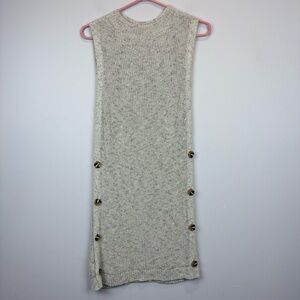 Ann Taylor Heather Gray Knit Sleeveless Sweater with Button Accents